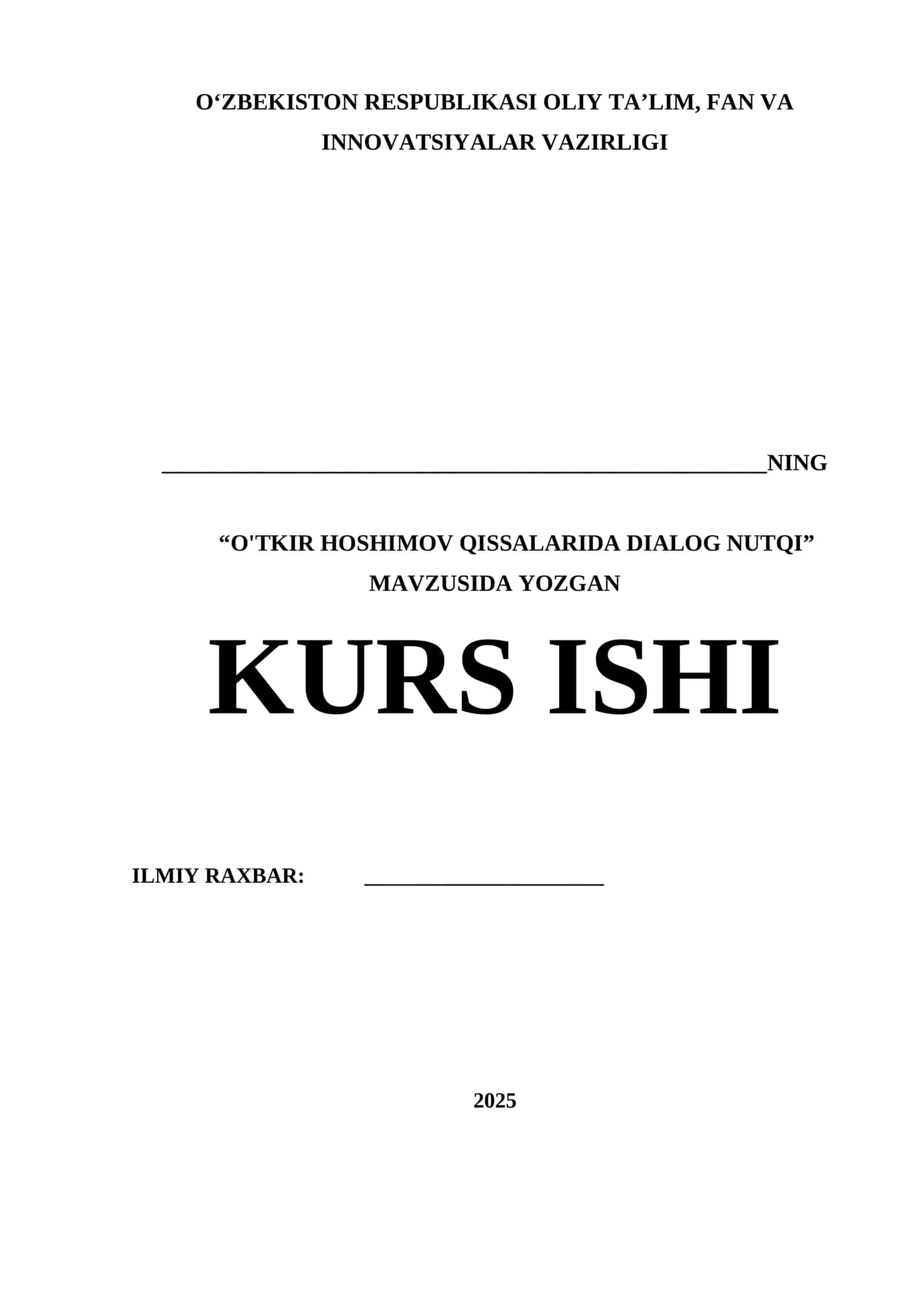 O‘TKIR HOSHIMOV QISSALARIDA DIALOG NUTQI 1