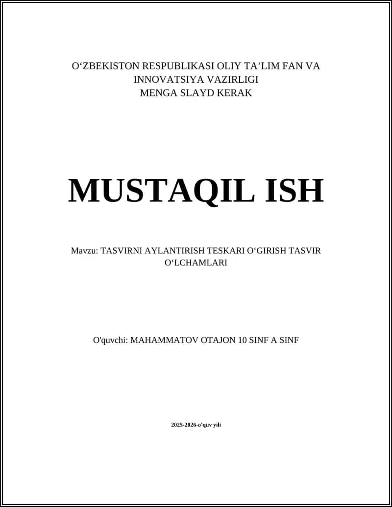 TASVIRNI AYLANTIRISH TESKARI OʻGIRISH TASVIR OʻLCHAMLARI 1