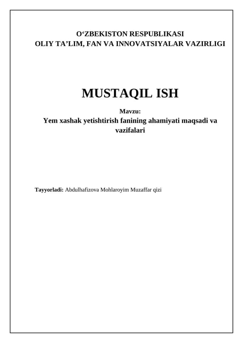 Yem xashak yetishtirish fanining ahamiyati maqsadi va vazifalari 1