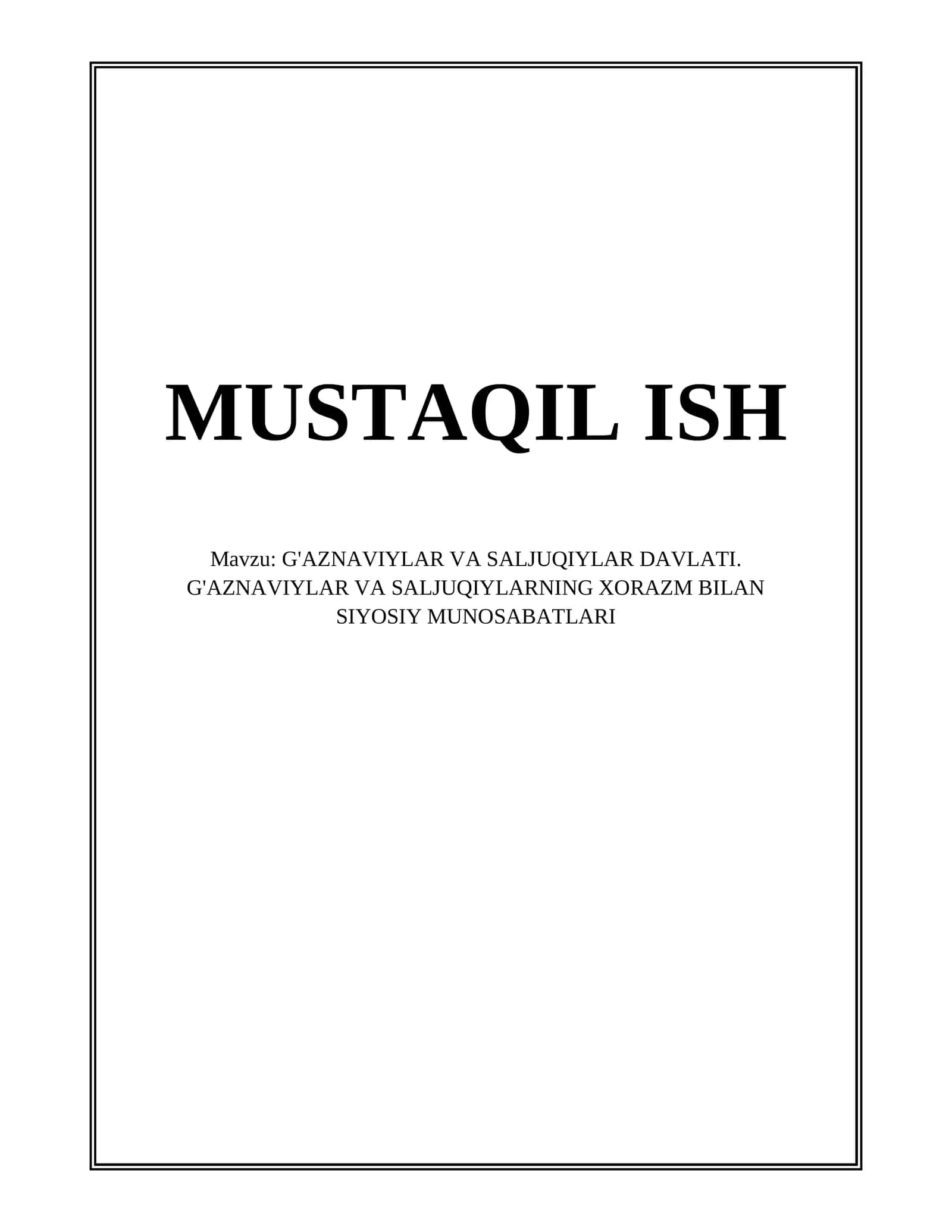 G'AZNAVIYLAR VA SALJUQIYLAR DAVLATI 1