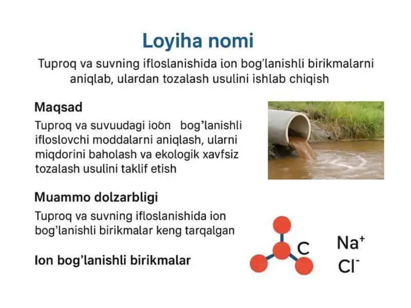 Suv va tuproqning ionlar bilan ifloslanishi 1
