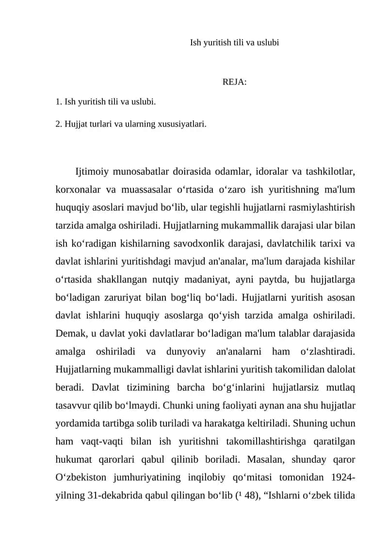 Ish yuritish tili va uslubi 1