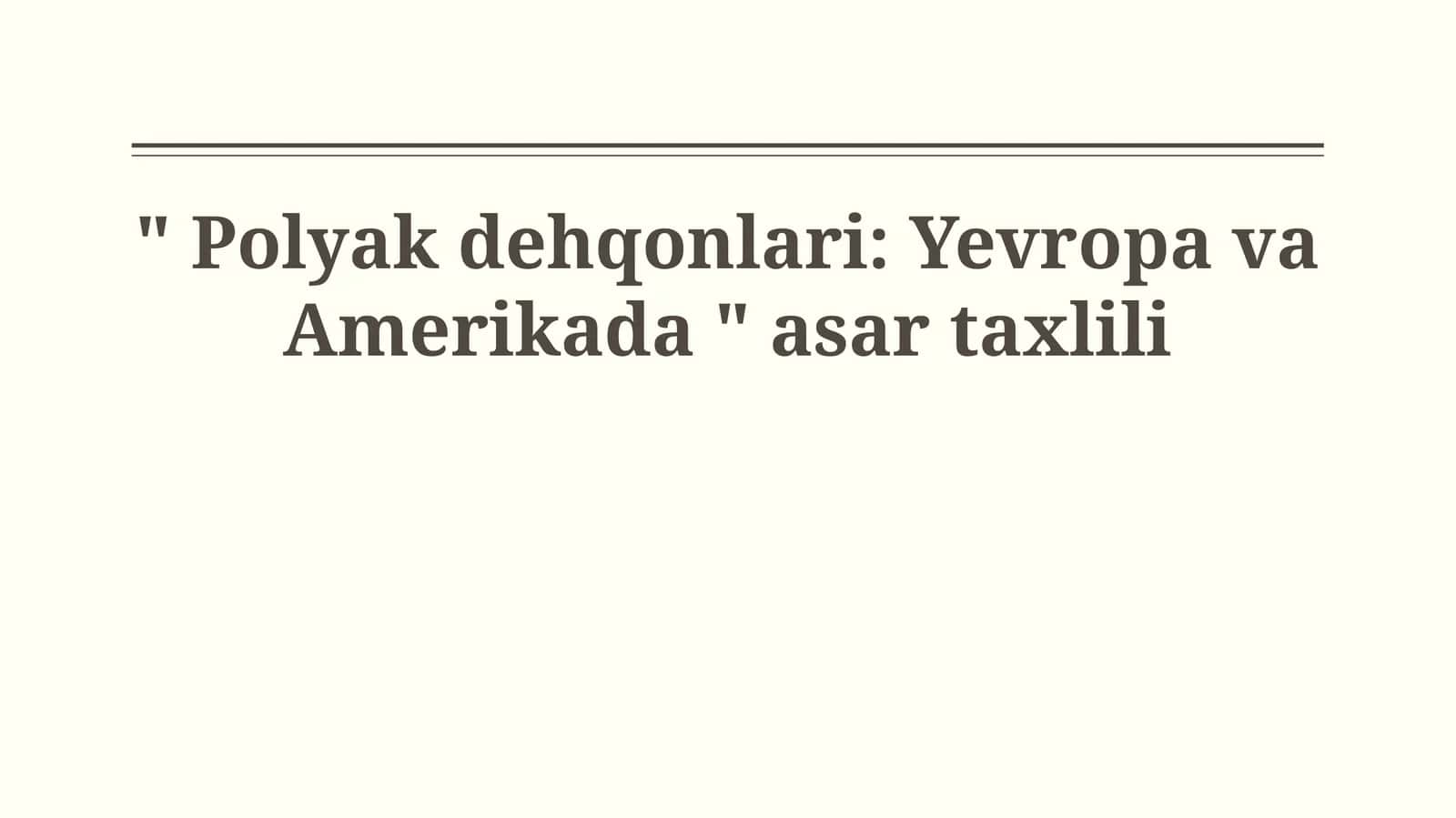 Evropadagi O'zbek Dehqonlari 1
