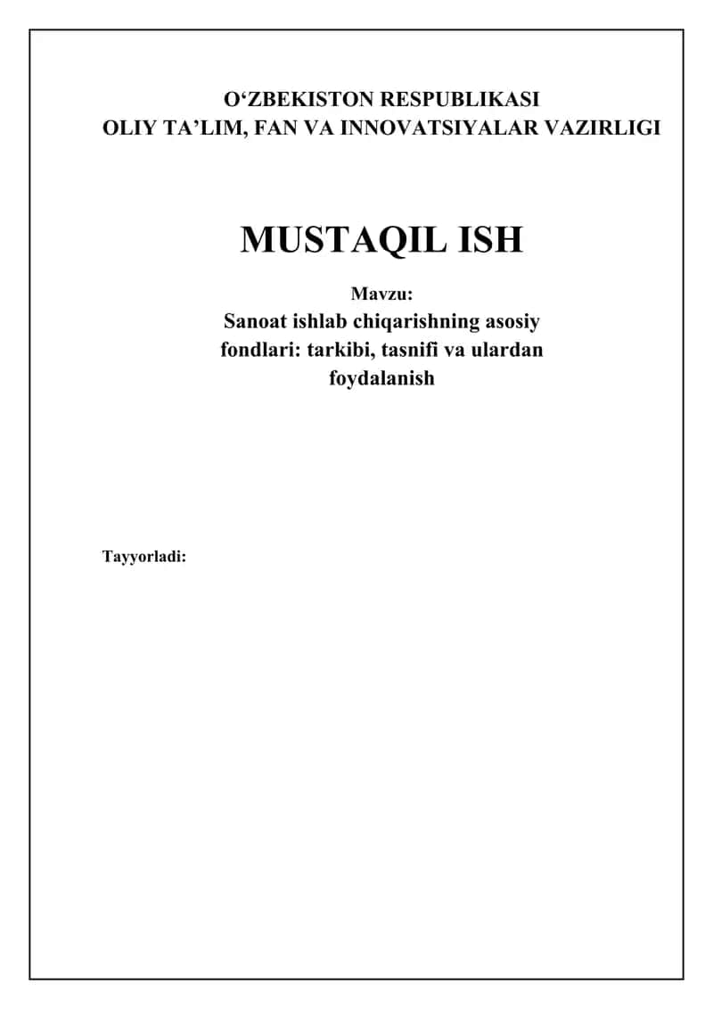 Sanoat ishlab chiqarishning asosiy fondlari 1