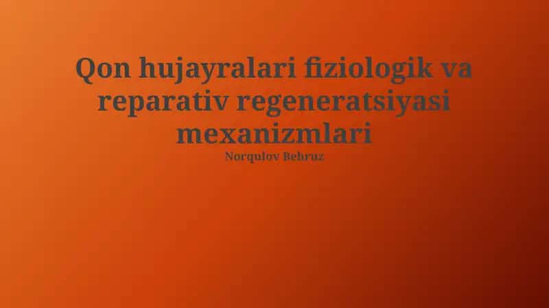 Suyak Hujayralarining Reparativ Regeneratsiyasi Mexanizmlari 1