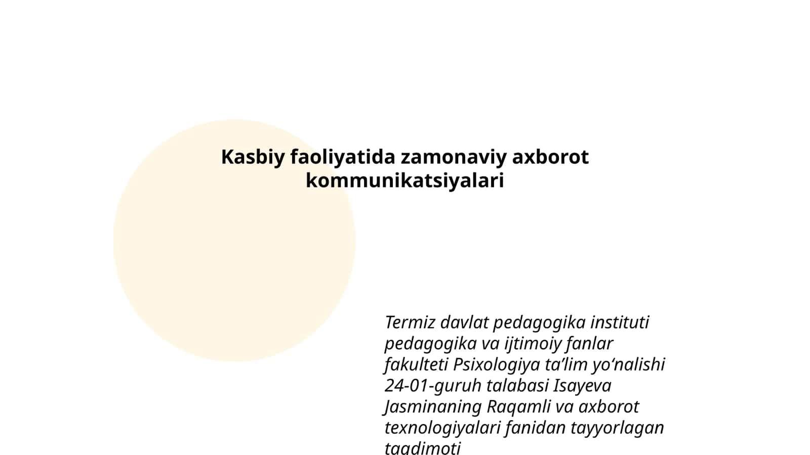 Raqamli va axborot texnologiyalari fanidan tayyorlagan taqdimoti 1