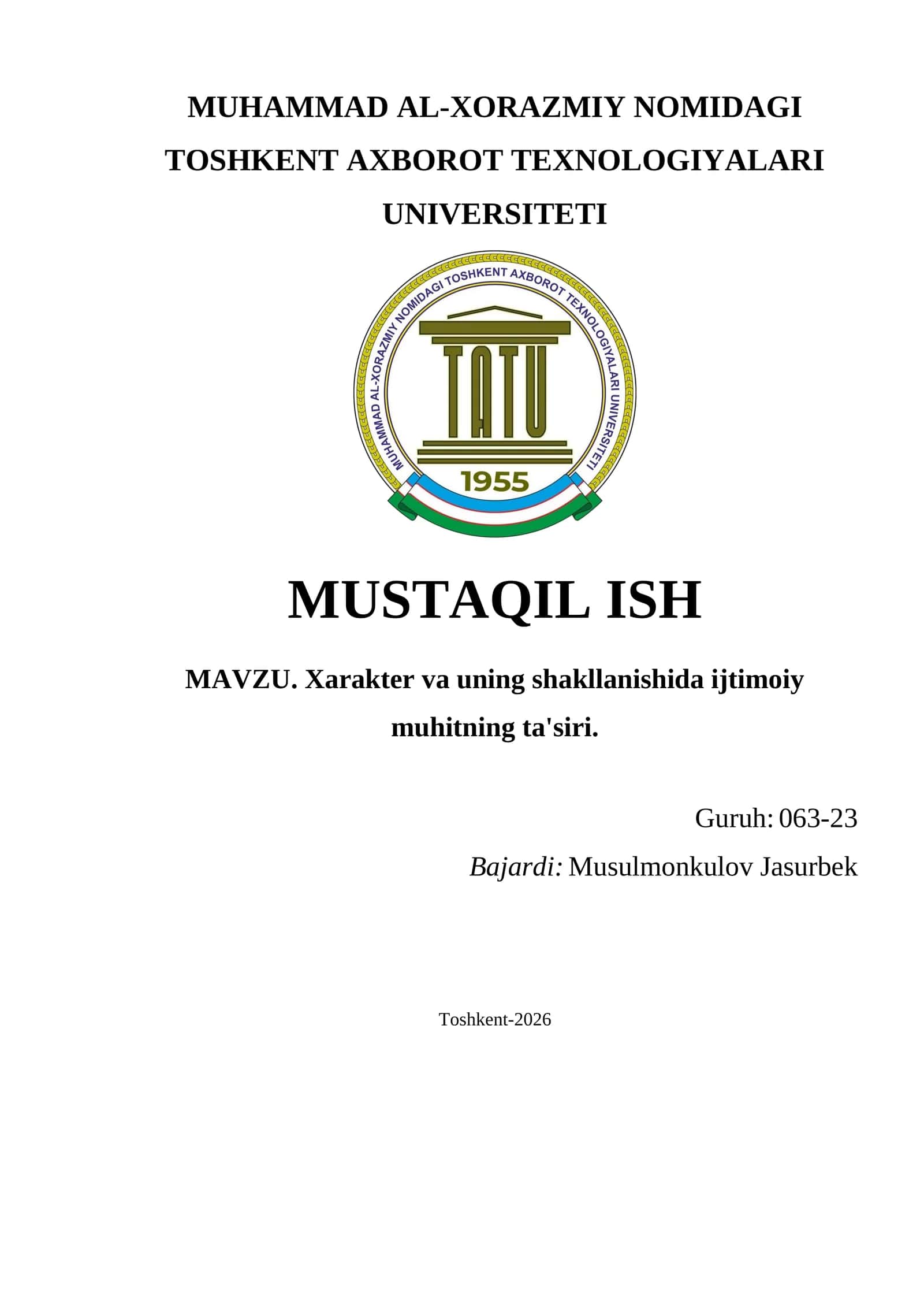 Xarakter va uning shakllanishida ijtimoiy muhitning ta'siri 1