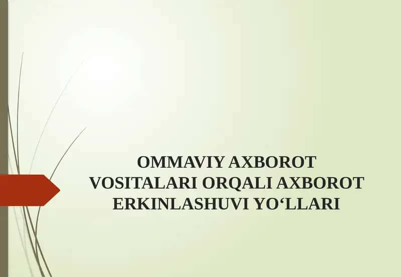 OMMAVIY AXBOROT VOSITALARI ORQALI AXBOROT ERKINLASHUVI YO‘LLARI 1