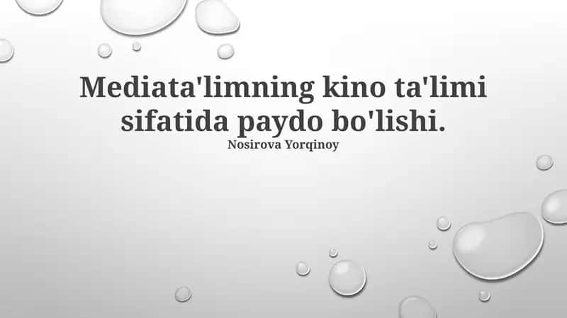 Mediata'limning kino ta'limi sifatida paydo bo'lishi 1