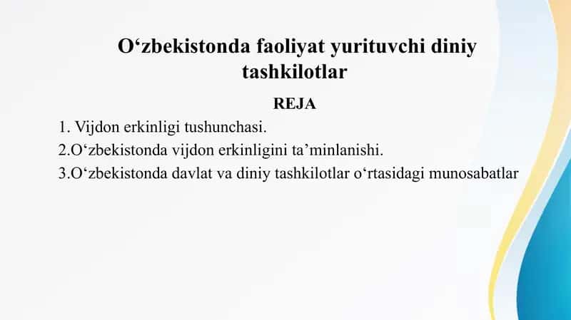 O‘zbekistonda faoliyat yurituvchi diniy tashkilotlar 1