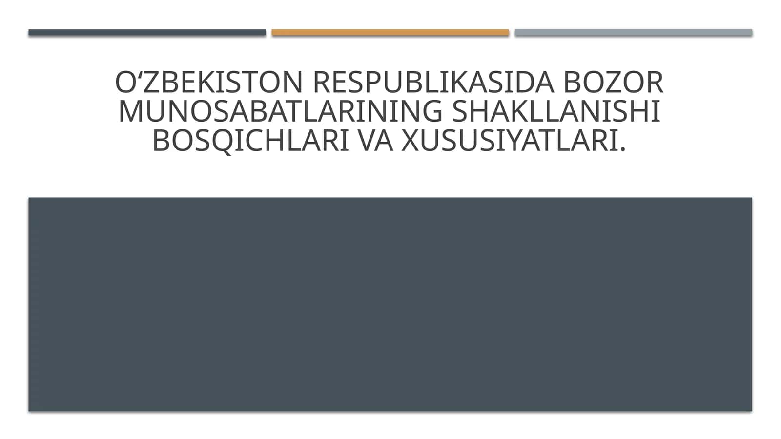Oʻzbekiston respublikasida bozor munosabatlarining shakllanishi bosqichlari va xususiyatlari. 1