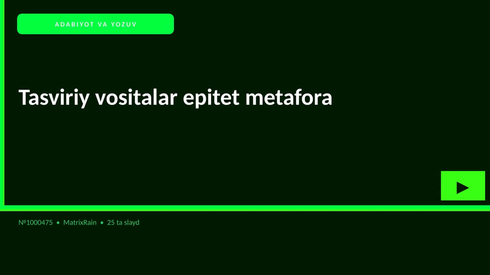 ADABIYOT VA YOZUV Tasviriy vositalar epitet metafora 1