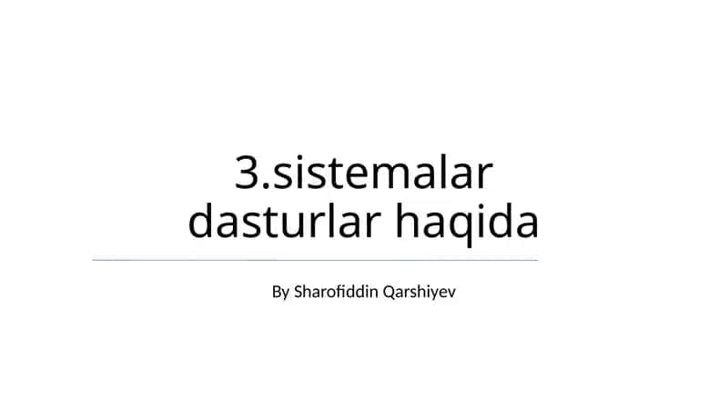 Dasturiy Ta'minot Tizimlari Asoslari 1