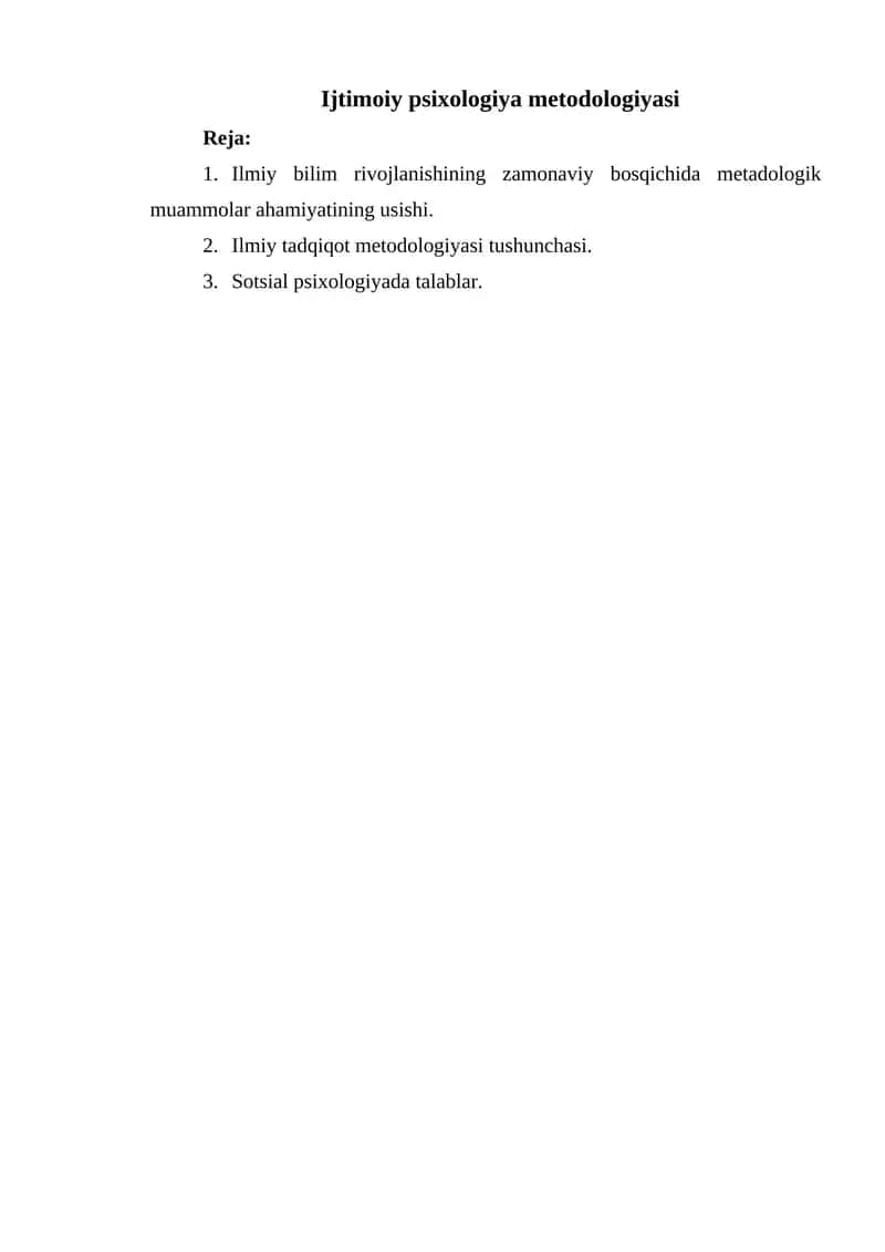 Ijtimoiy psixologiya metodologiyasi 1