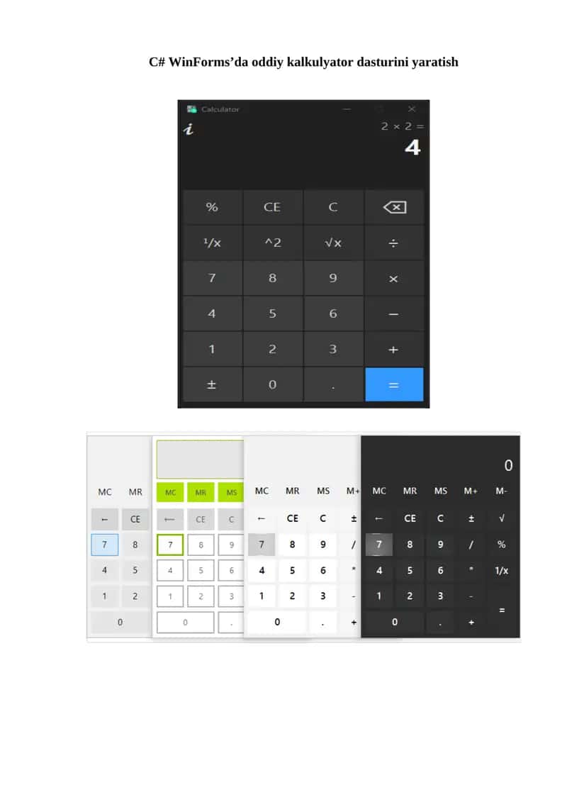 C# WinForms’da oddiy kalkulyator dasturini yaratish 1