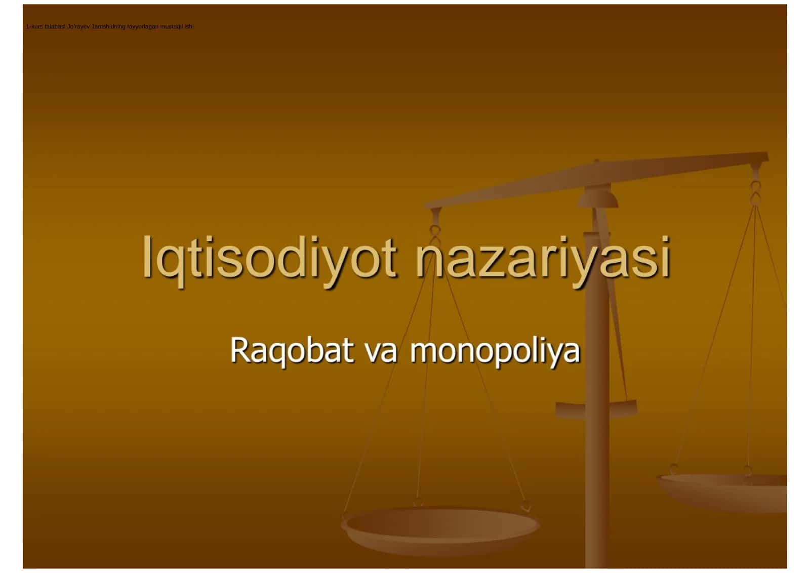 1-kurs talabasi Jo’rayev Jamshidning tayyorlagan mustaqil ishi 1