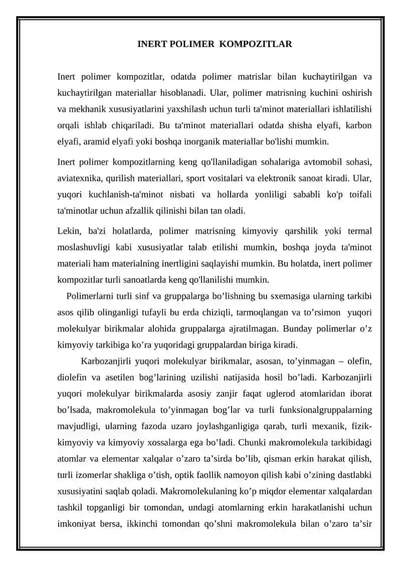 Inert polimer kompozitlar
