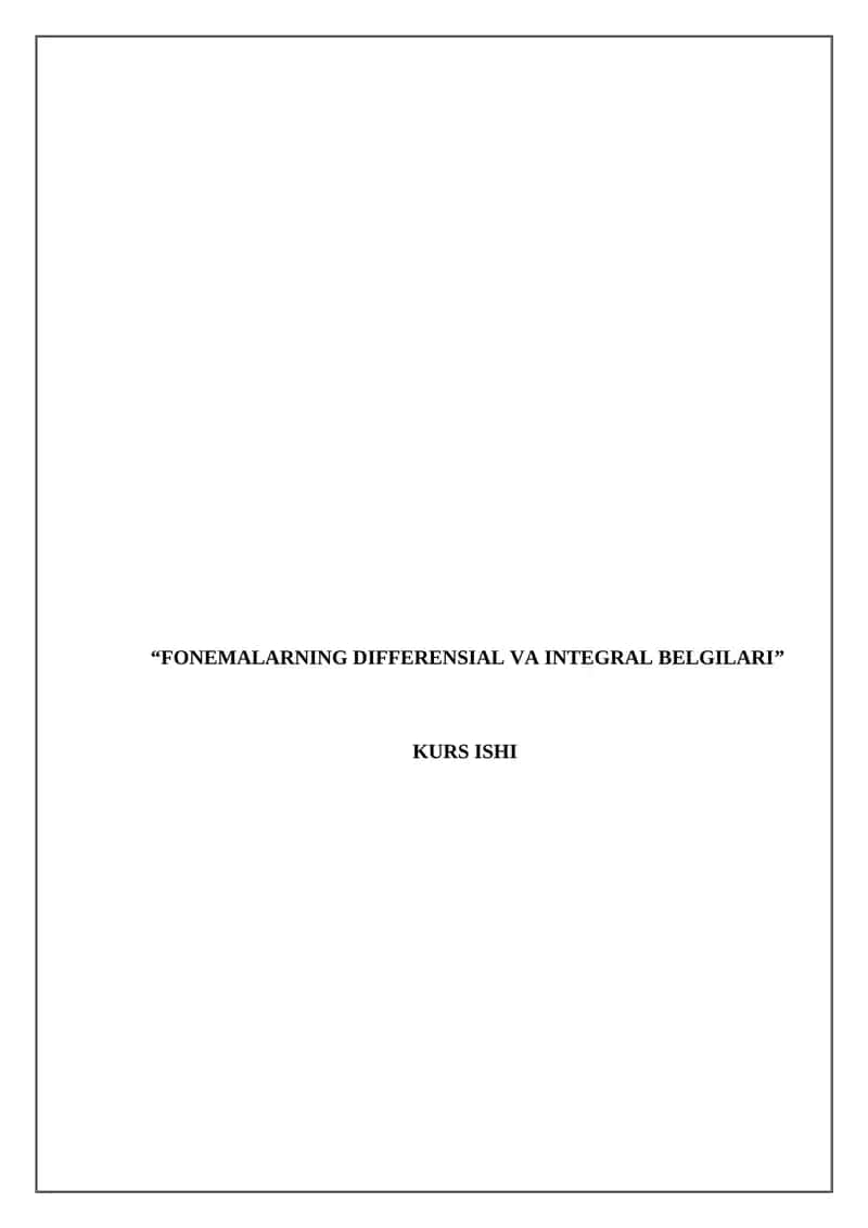 FONEMALARNING DIFFERENSIAL VA INTEGRAL BELGILARI 1