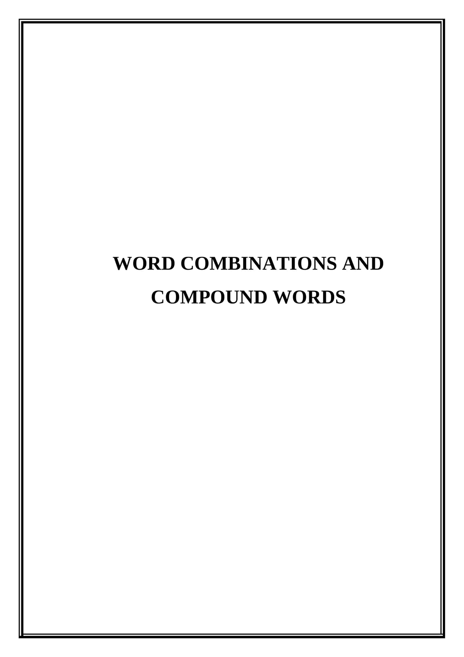 Word combinations and compound words 1