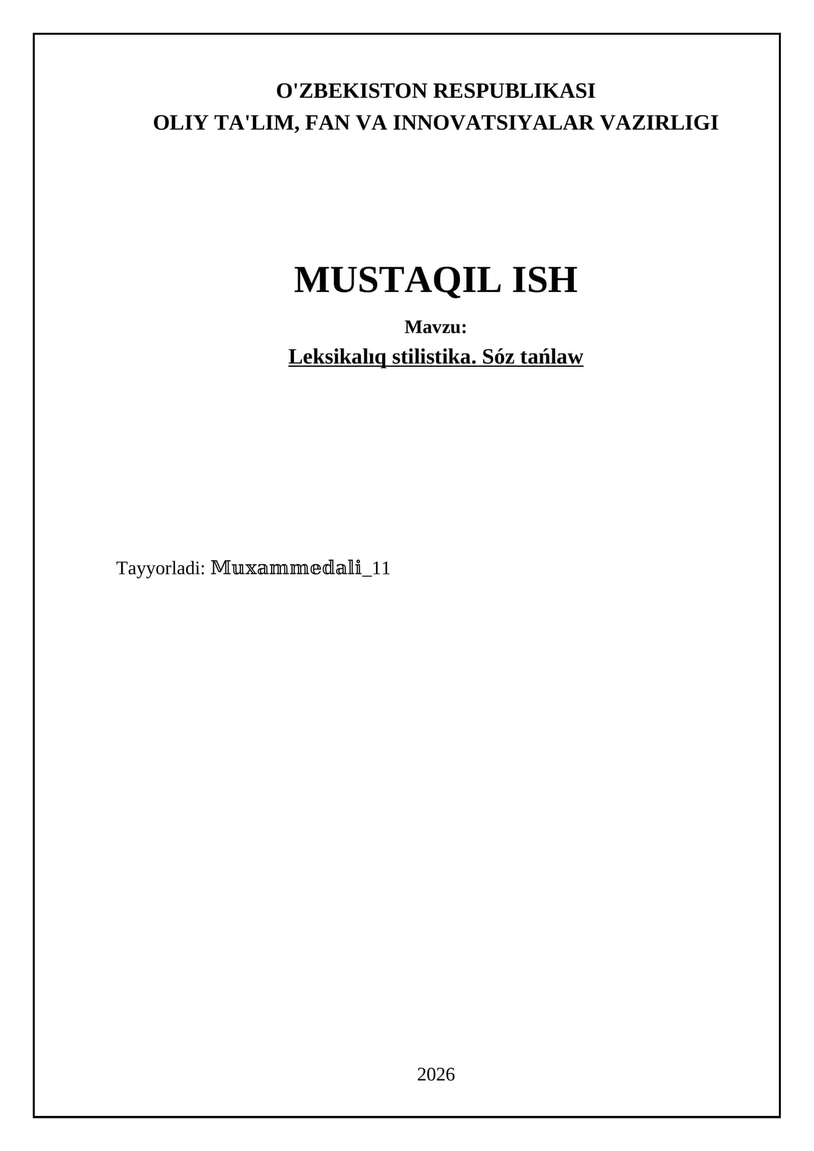 Leksikalıq stilistika. Sóz tańlaw 1