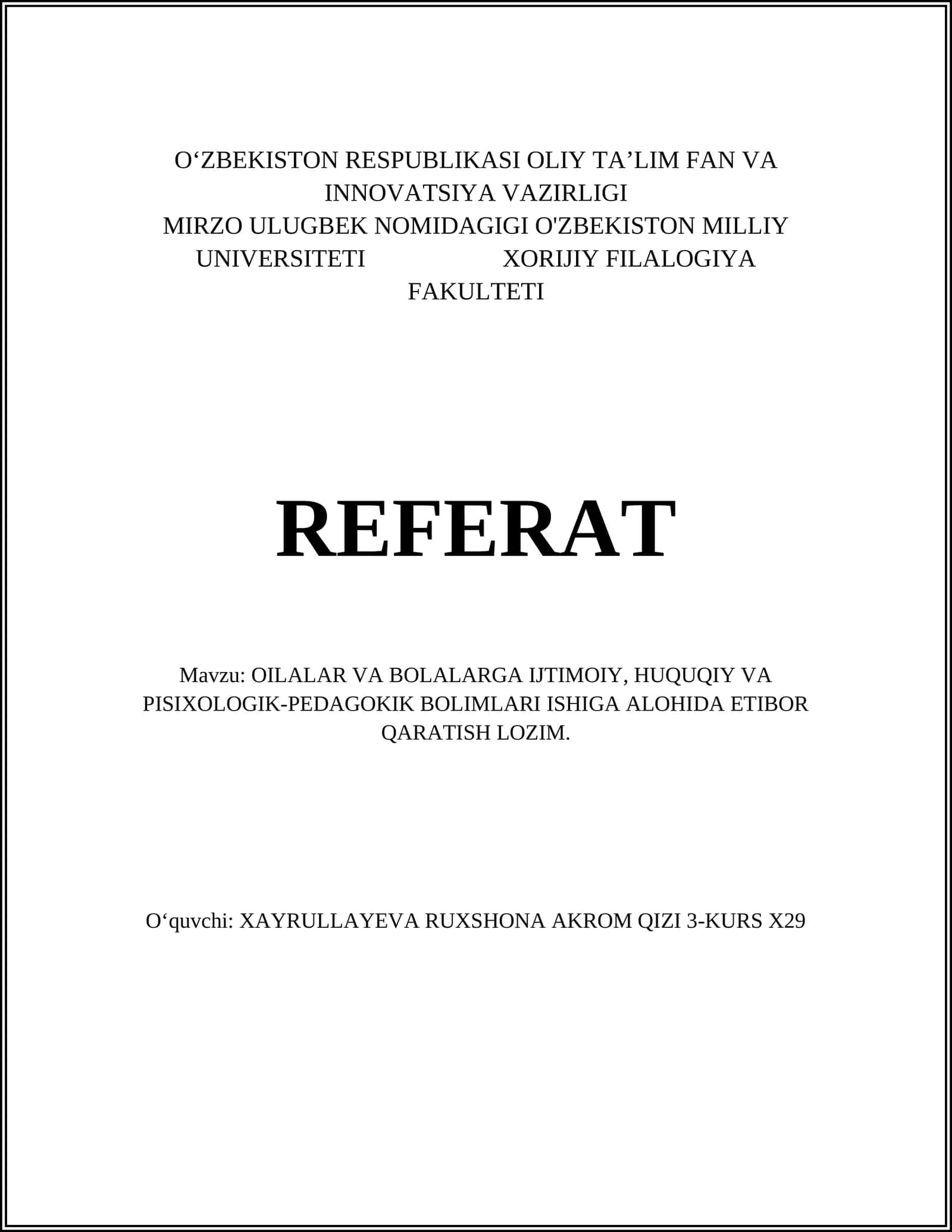 Oila va bolalarni ijtimoiy himoya qilish tizimi 1