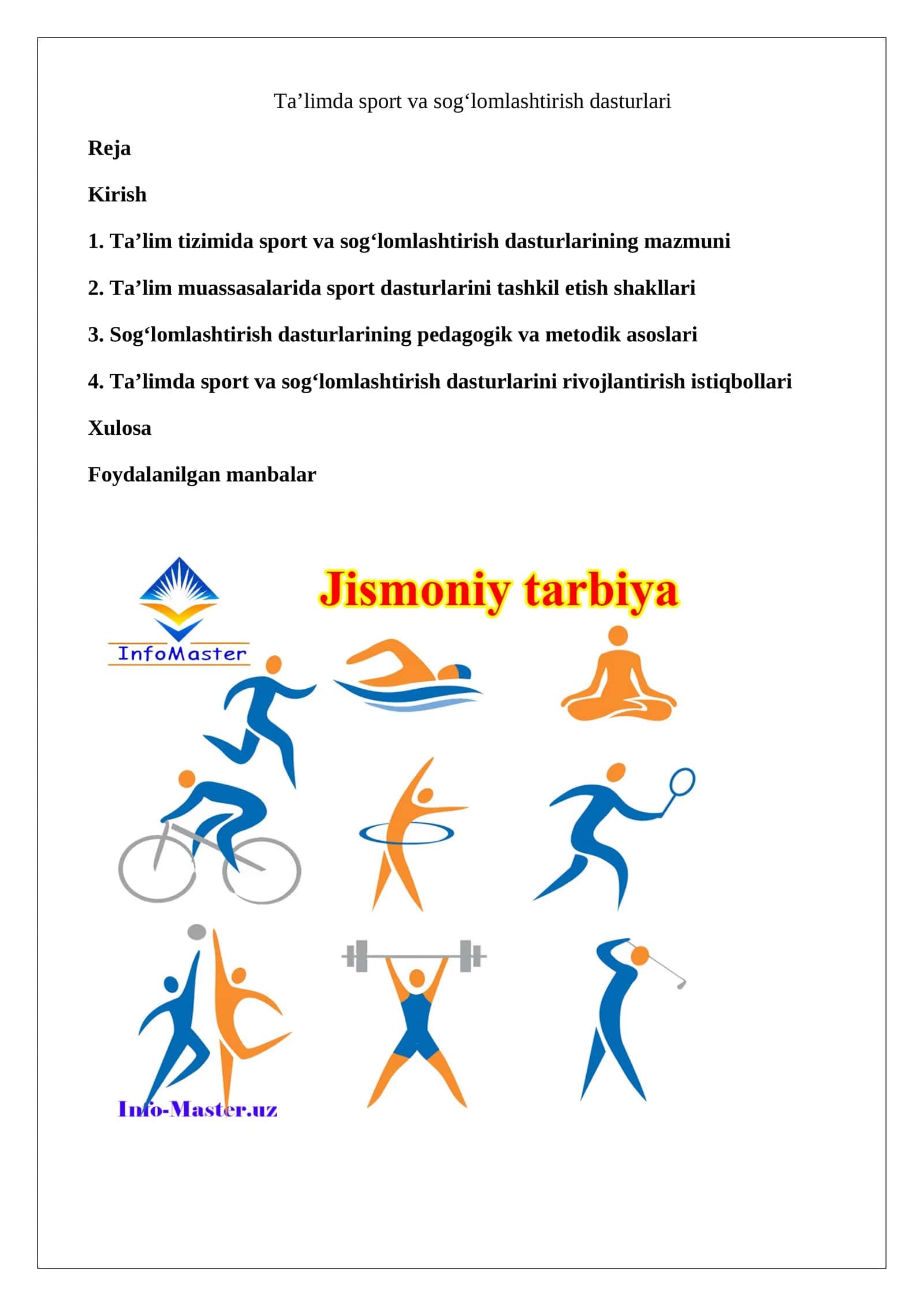 Ta’limda sport va sog‘lomlashtirish dasturlari 1