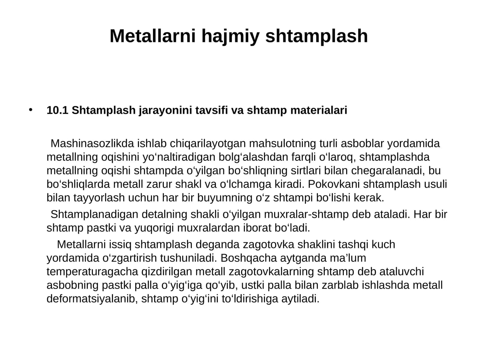 Metallarni hajmiyshtamplash 1