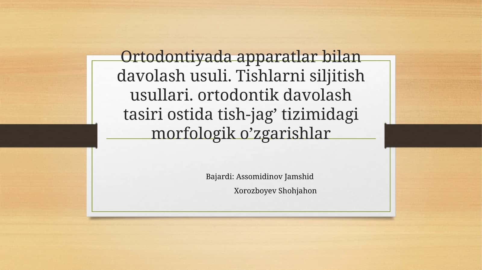 Ortodontiyada apparatlar bilan davolash usuli. Tishlarni siljitish usullari. ortodontik davolash ta'siri ostida tish-jag' tizimidagi morfologik o'zgarishlar 1