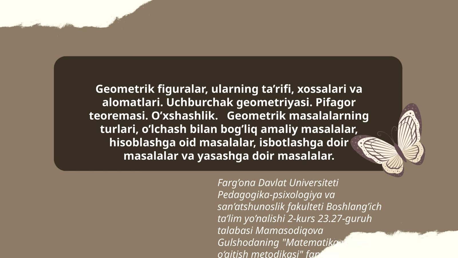Matematika va uni o‘qitish metodikasi 1