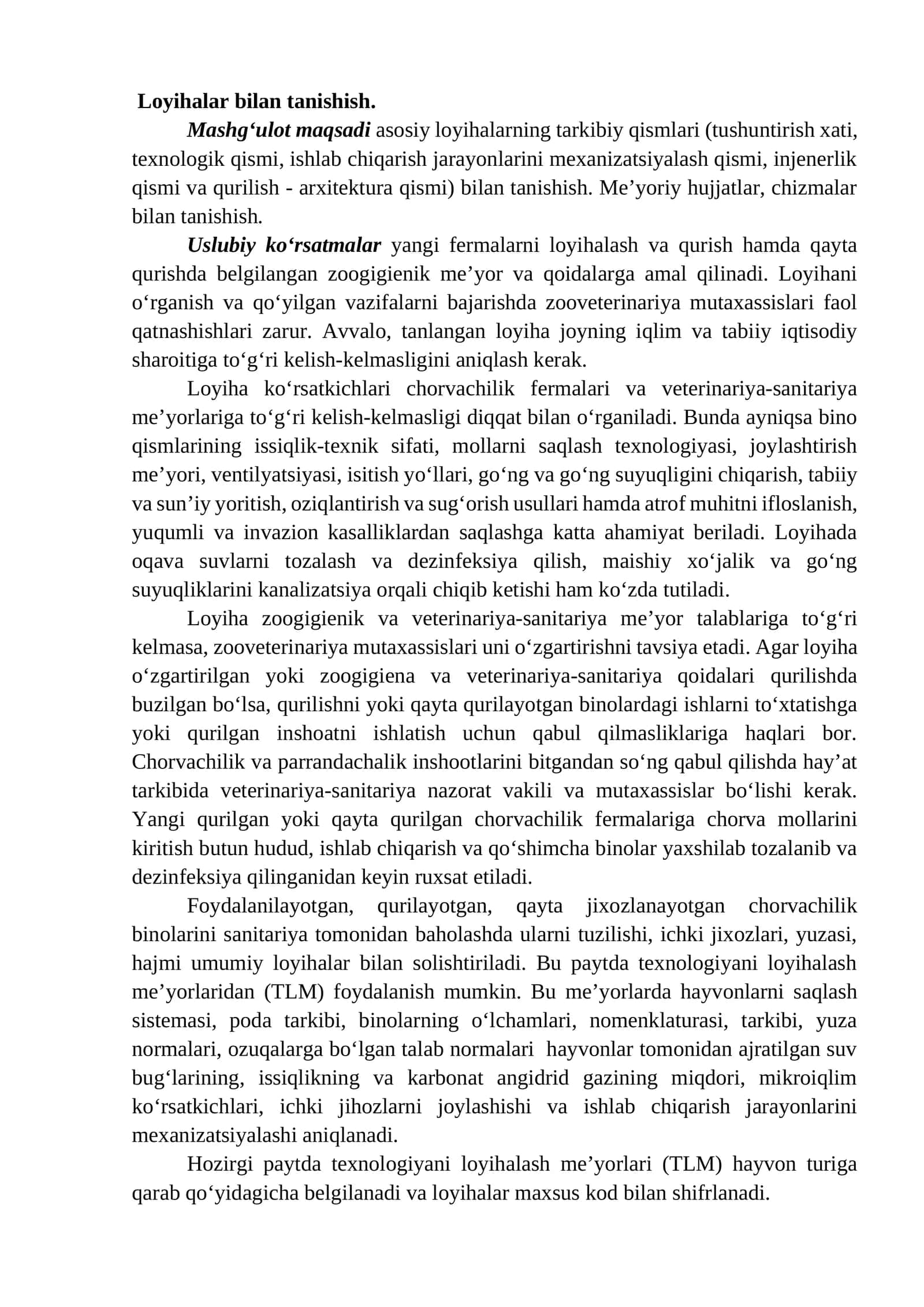 Loyihalar bilan tanishish 1
