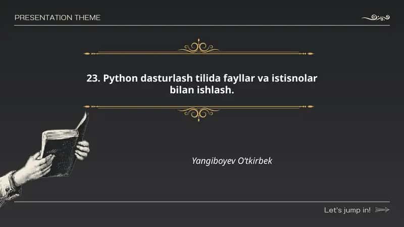 Python dasturlash tilida fayllar va istisnolar bilan ishlash 1