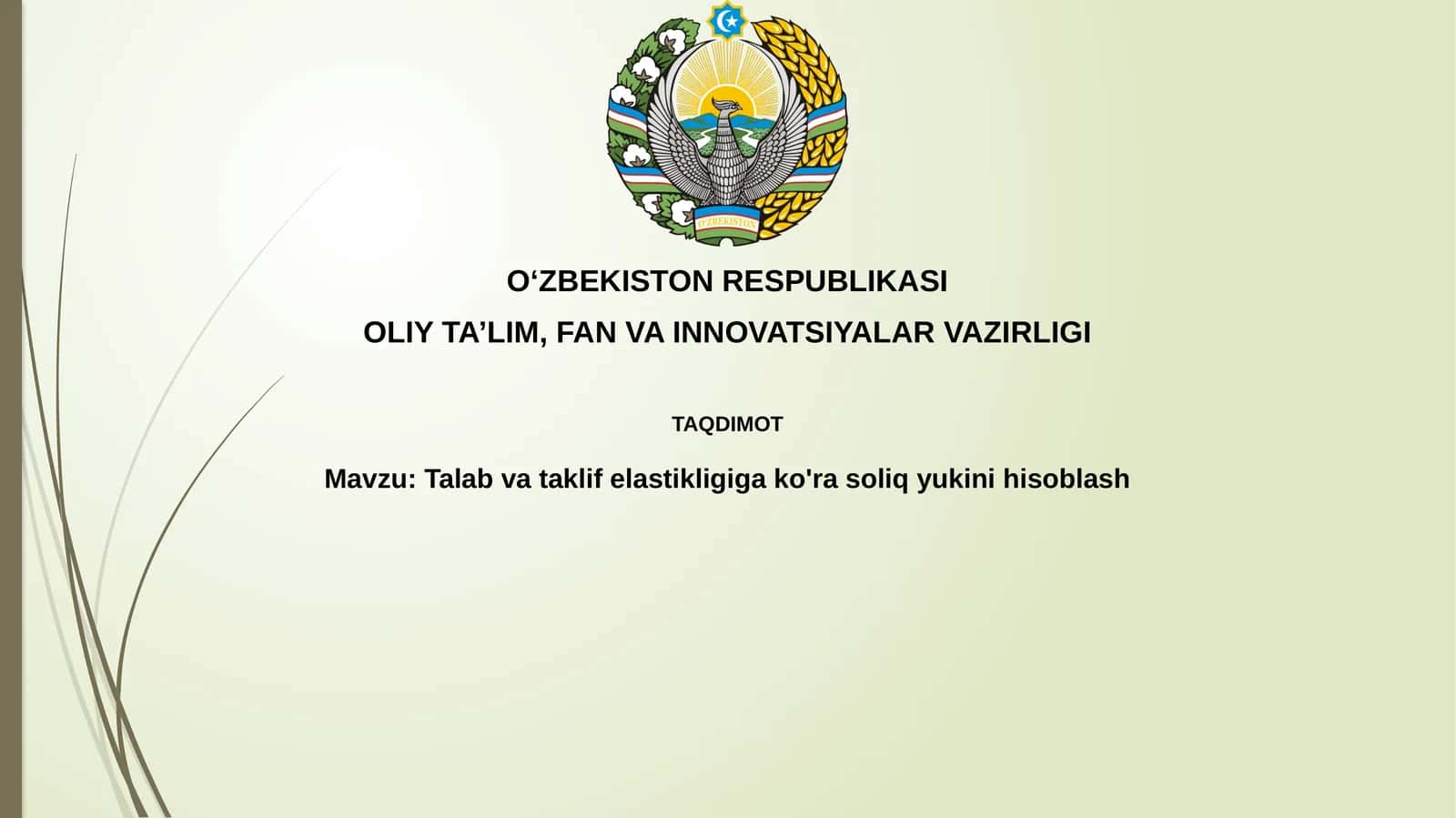 Talab va taklif elastikligi va soliq yukini hisoblash 1