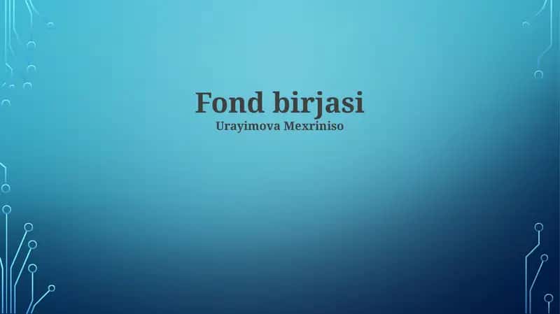Fond birjasi 1