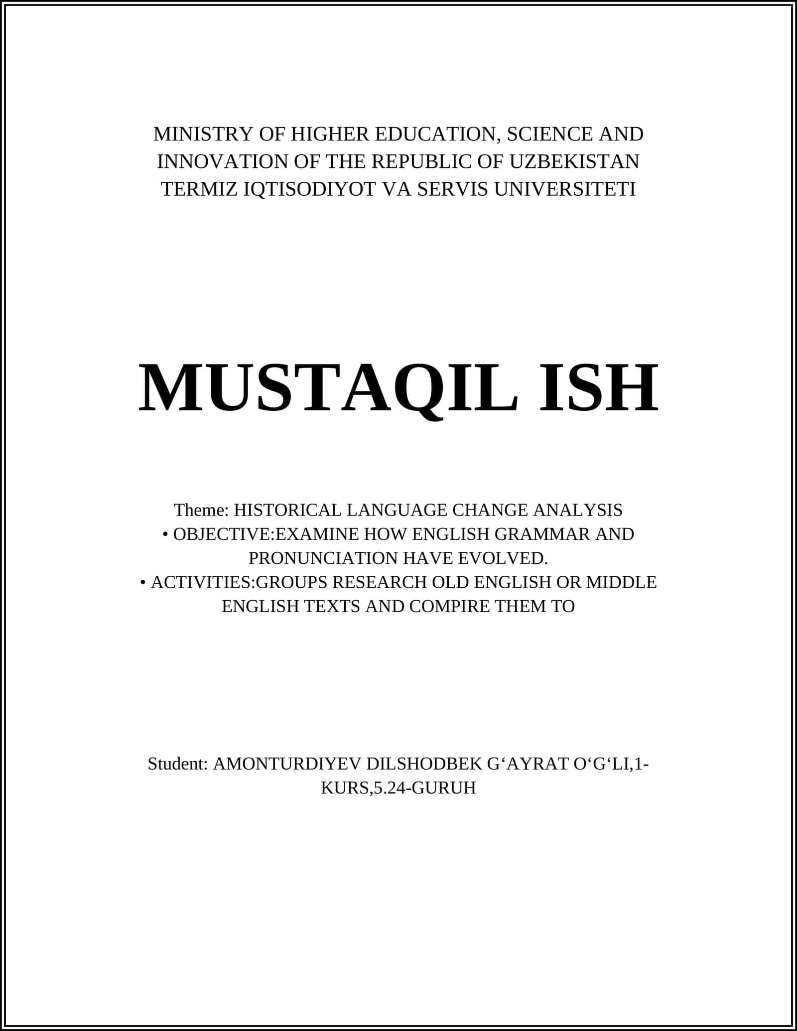 HISTORICAL LANGUAGE CHANGE ANALYSIS 1