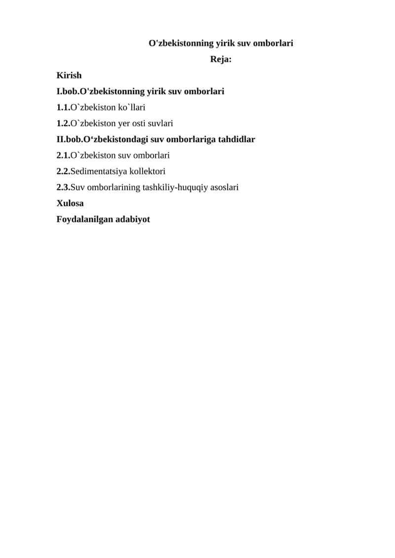 O'zbekistonning yirik suv omborlari 1