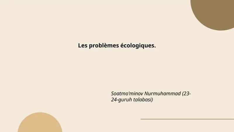 Les Problèmes Écologiques 1