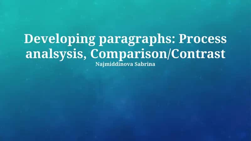 Comparison/Contrast Paragraphs 1