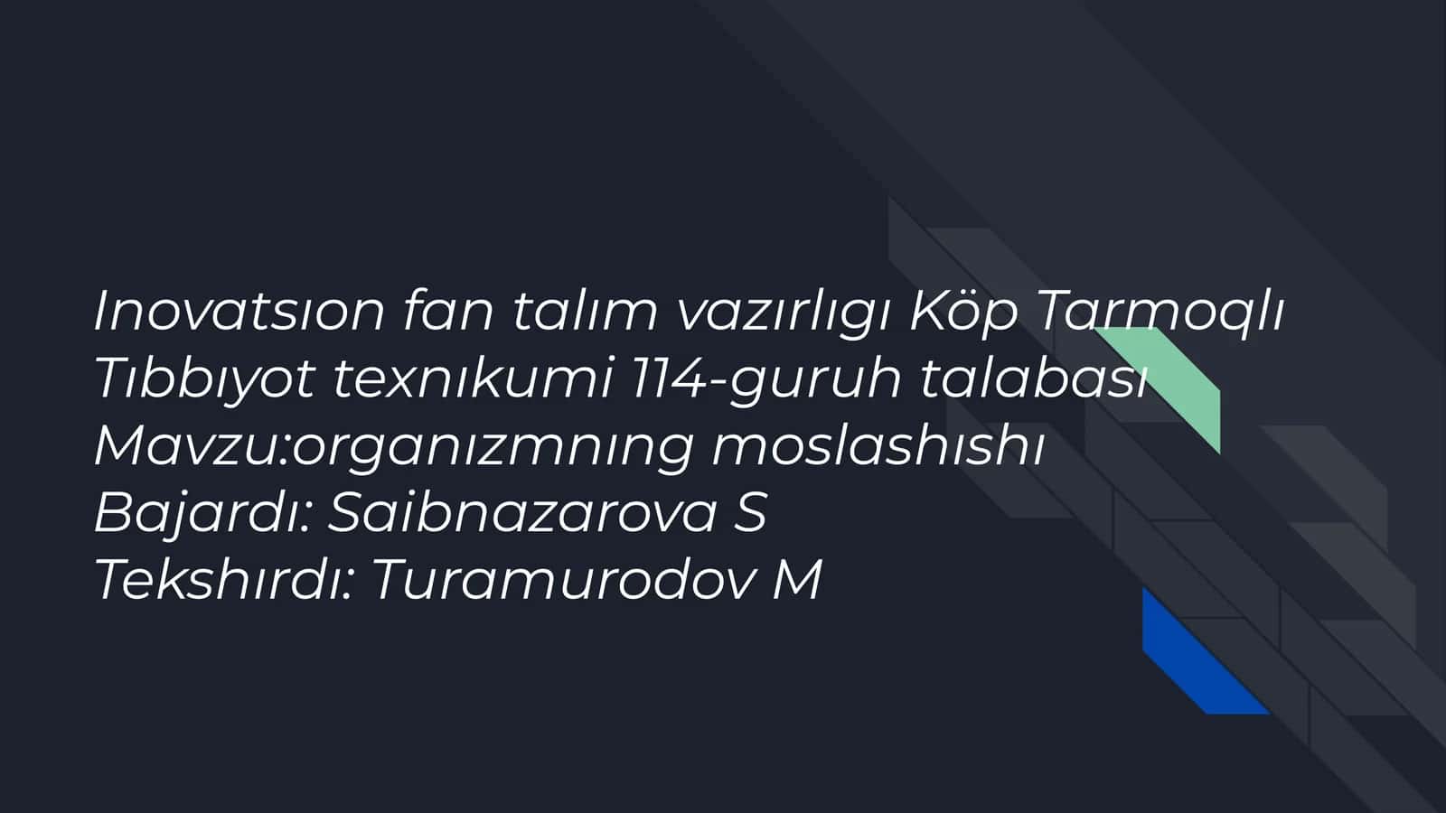 Inovatsıon fan talım vazırlıgı Köp Tarmoqlı Tıbbıyot texnıkumi 1