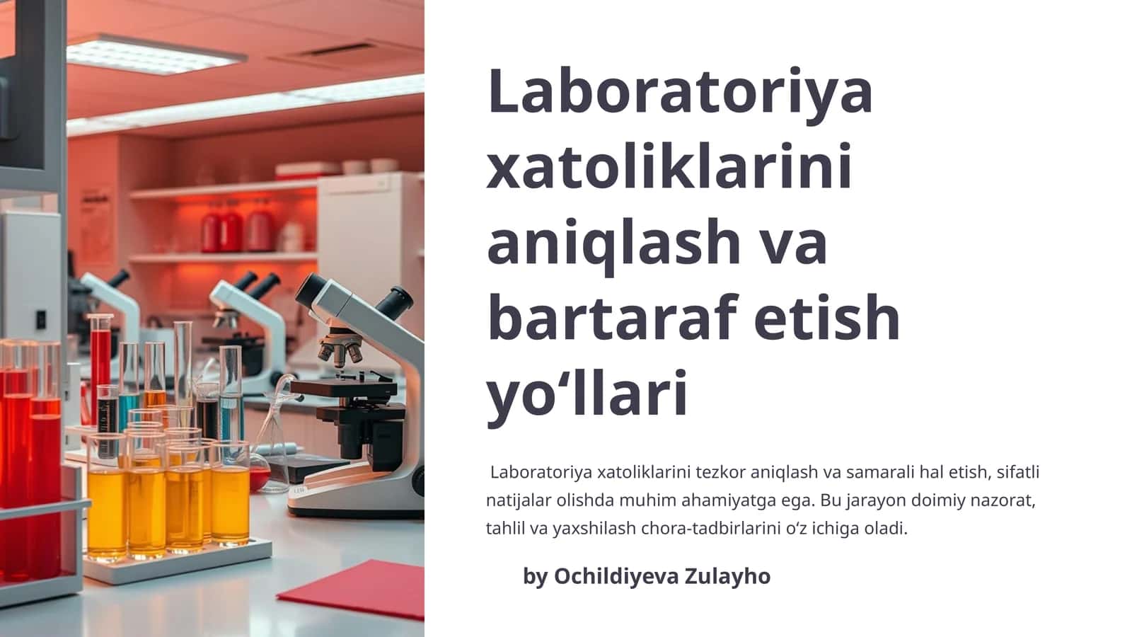 Laboratoriya xatoliklarini aniqlash va bartaraf etish yoʻllari 1