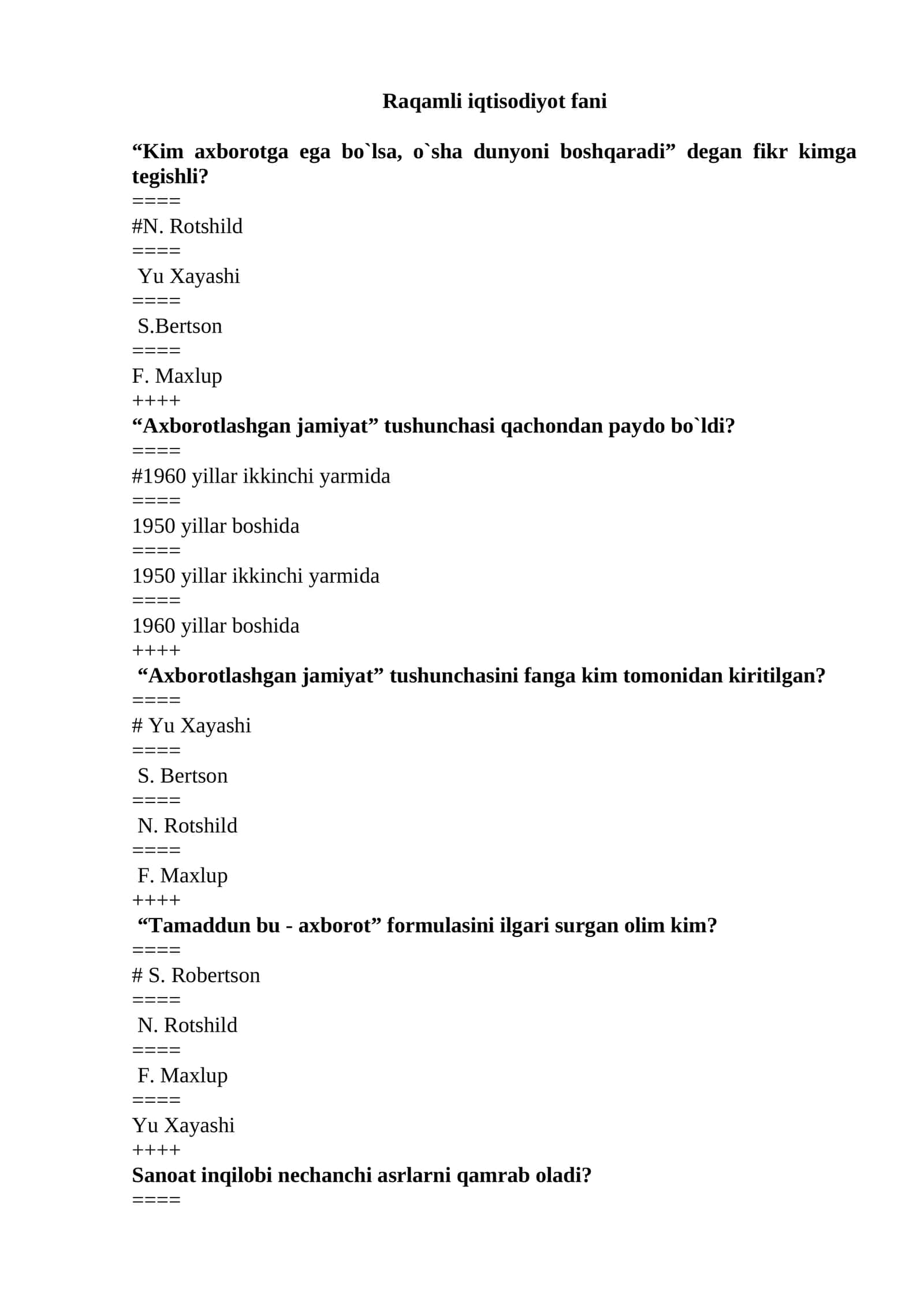 GOST IMTIHONI BOʻYICHA TEST SAVOLLARI VA JAVOBLARI 1