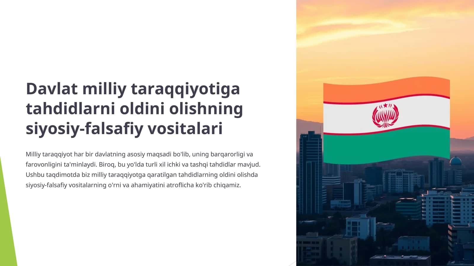 Davlat milliy taraqqiyotiga tahdidlarni oldini olishning siyosiy-falsafiy vositalari 1