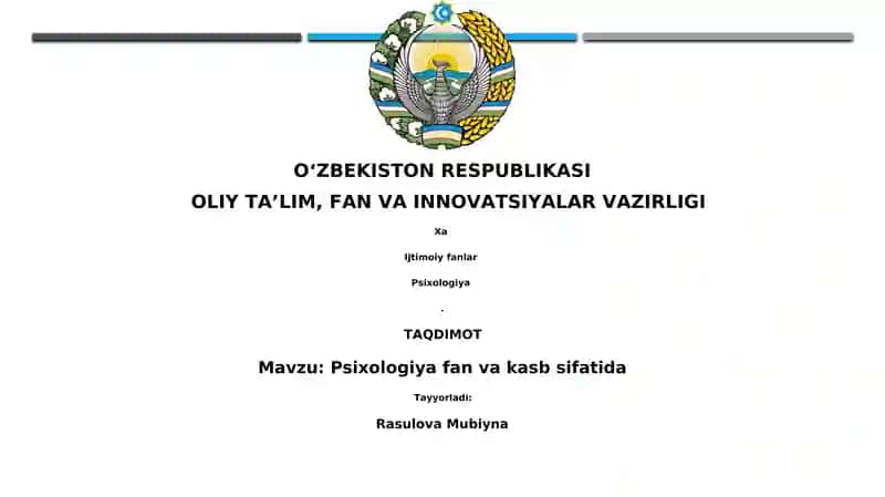 Psixologiya fan va kasb sifatida