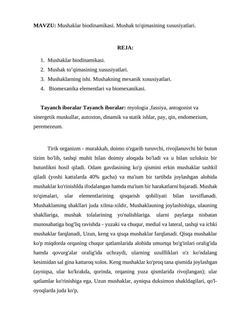 Mushaklar biodinamikasi 1