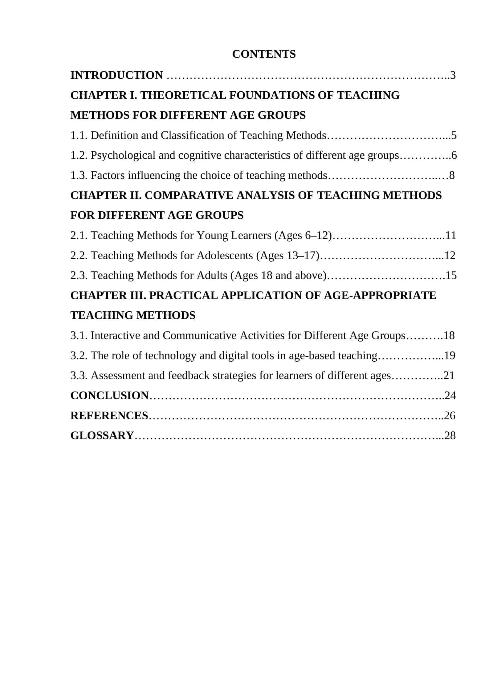Comparative analysis of teaching methods for different age groups 1