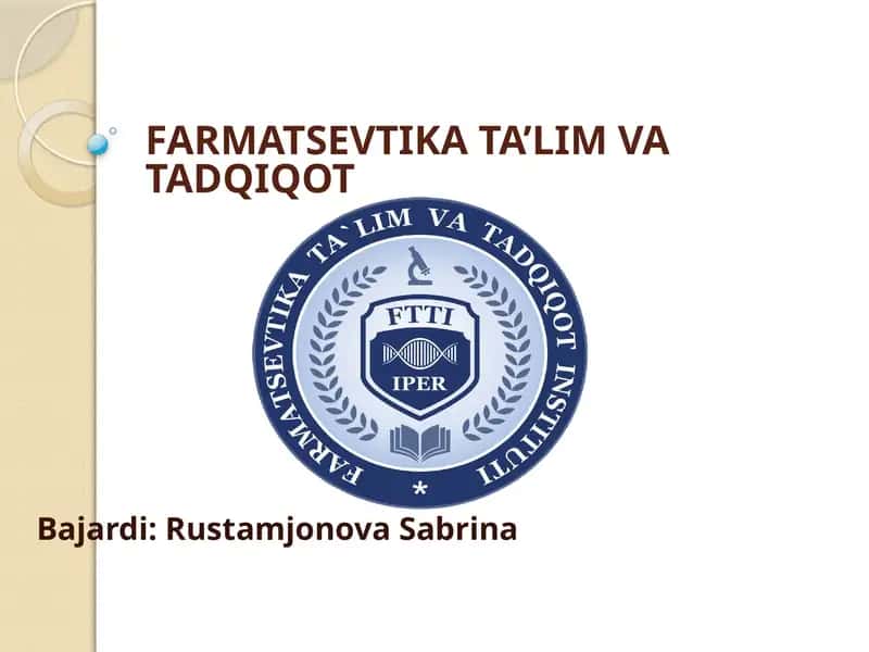 Farmatsevtika ta'lim va tadqiqot 1