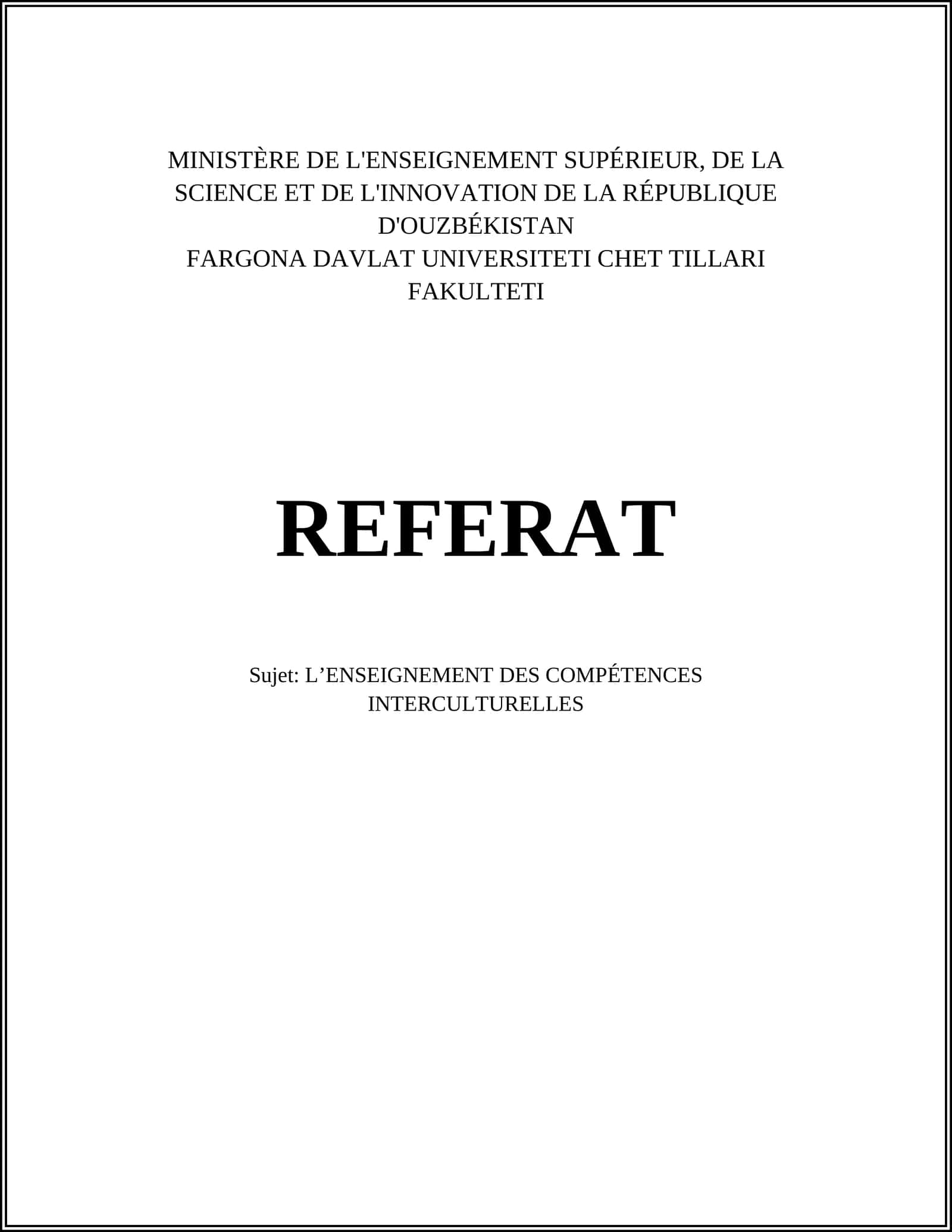 L’ENSEIGNEMENT DES COMPÉTENCES INTERCULTURELLES 1