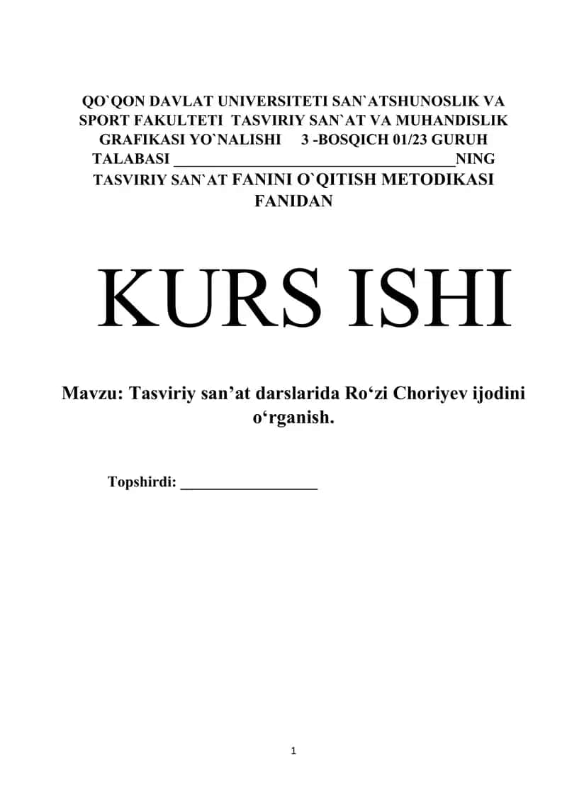 Tasviriy san'at darslarida Ro'zi Choriyev ijodini o'rganish 1