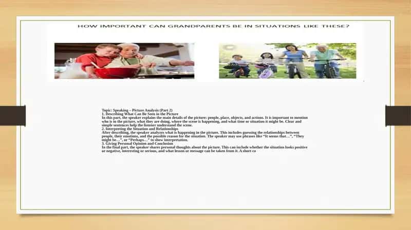 Speaking – Picture Analysis (Part 2) 1