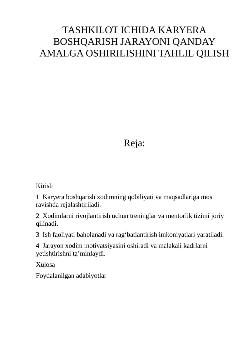 Tashkilot ichida karyera boshqarish jarayoni 1