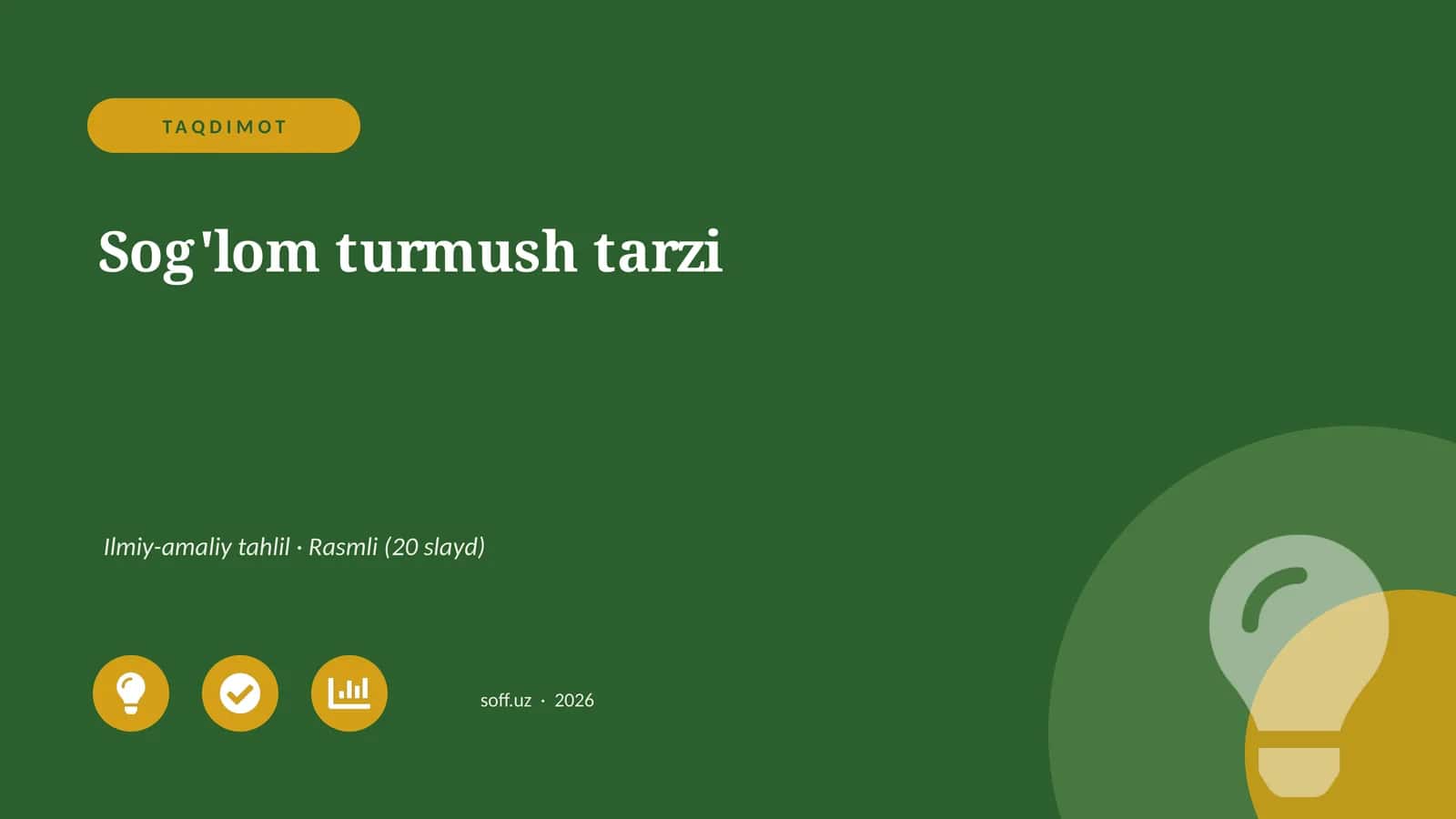 Sog'lom turmush tarzi Ilmiy-amaliy tahlil 1